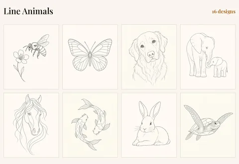 The Nursery & Animal Line Art collection