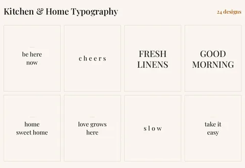 Kitchen & Home Typography, 24 designs