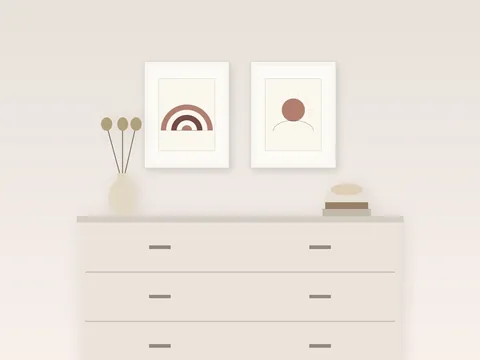 Blush Abstract Pair, above a dresser