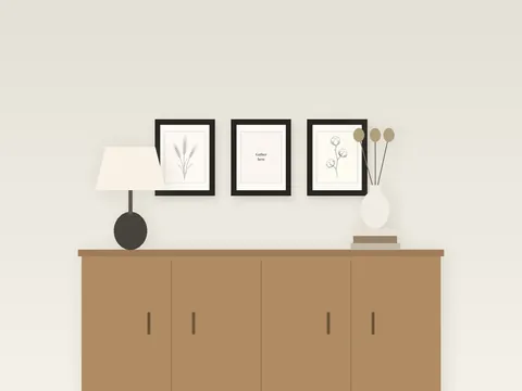 Farmhouse Kitchen & Dining, above a sideboard
