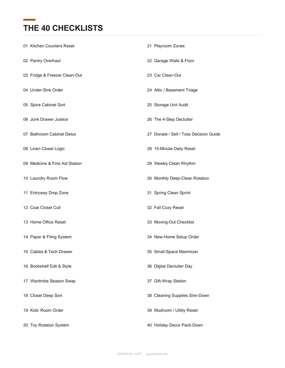 Whole-Home Reset: 40 mapped checklists